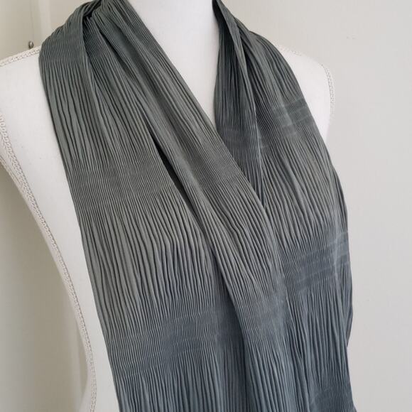 Furla 100% Silk Smokey Grey Blue Italian Scarf - Picture 1 of 5